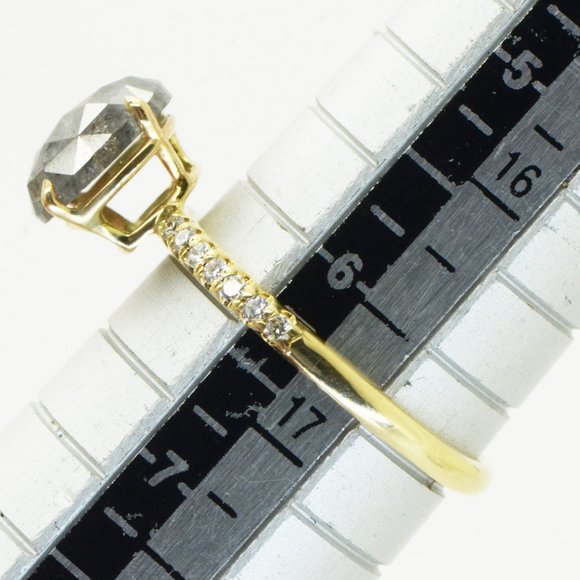 Cushion Diamond Engagement Ring Rose Cut 14K Yellow Gold Fancy Gray 1.85 TCW - Picture 6 of 6